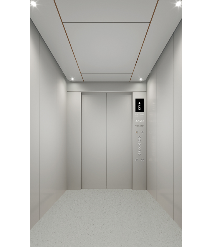 Passenger Elevator Stainless Steel Cabin + White Boti Wood Ceiling